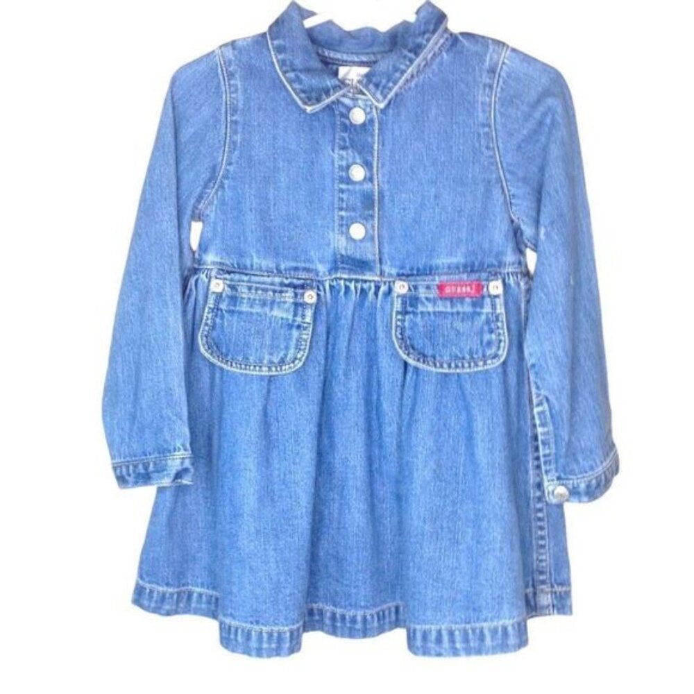 Baby Guess Long Sleeve Denim Jean Dress 24 Months (Note)